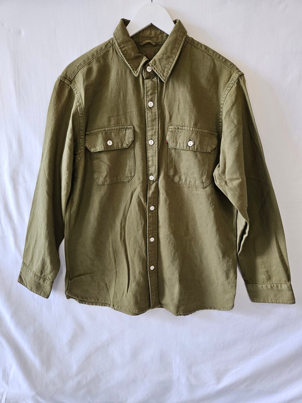 Levi's Men's Button Up Long Sleeve Shirt Denim Green Small